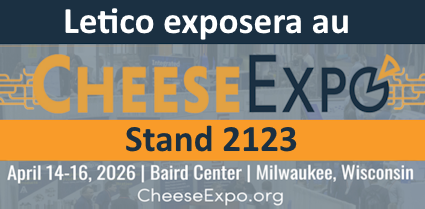 Solution de contrôle du poids LT³ de Letico pour la production de fromage, présentée au CheeseExpo 2026 pour démontrer le contrôle automatisé des portions et l’optimisation des lignes.